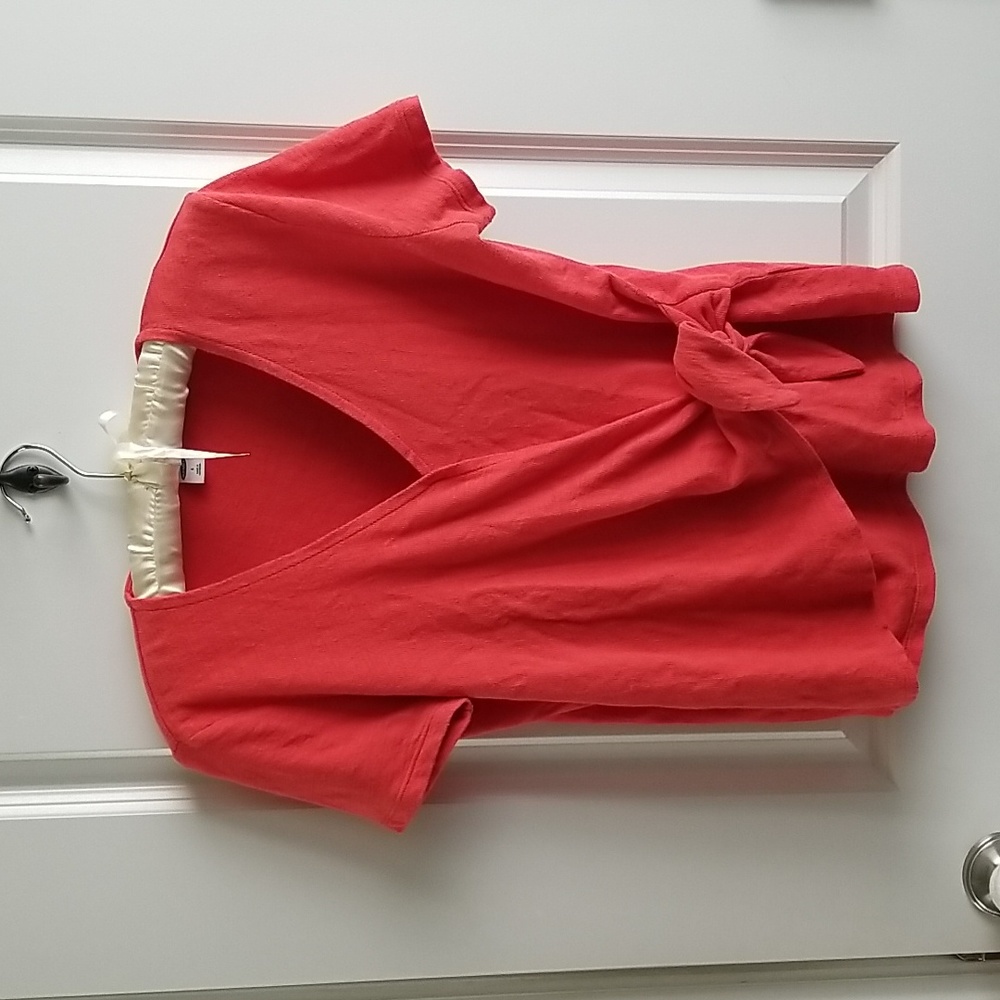 Old Navy faux-wrap coral shirt